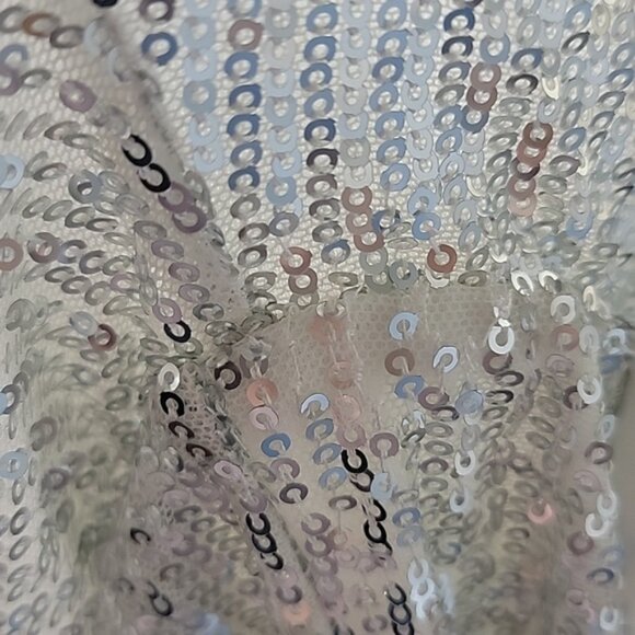 ELOQUII | Anthropologie Silver Sequin V-Neck Dolman Sleeve Holiday Party Romper - Picture 7 of 8